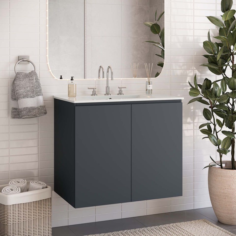 Bryn Wall-Mount Bathroom Vanity Basin Included by Modway