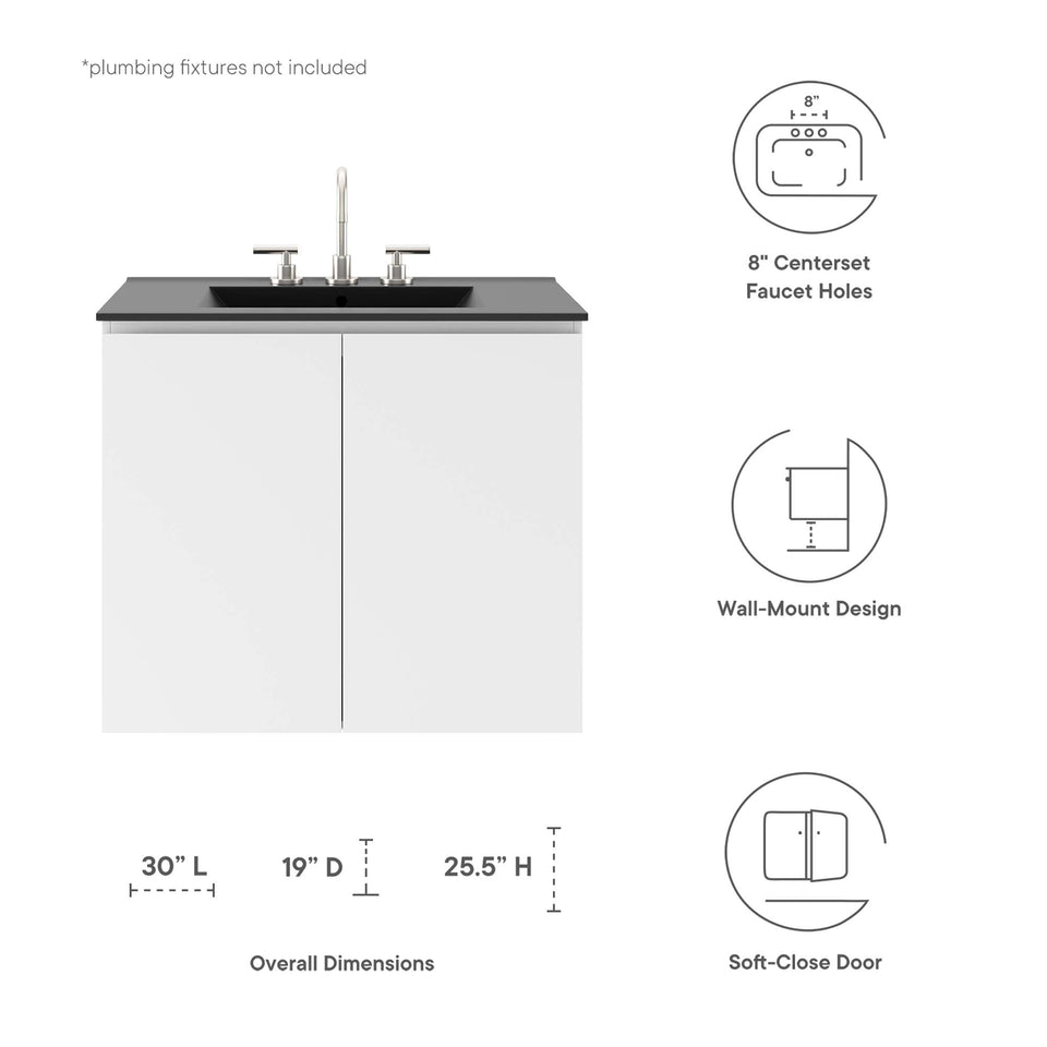 Bryn Wall-Mount Bathroom Vanity Basin Included by Modway