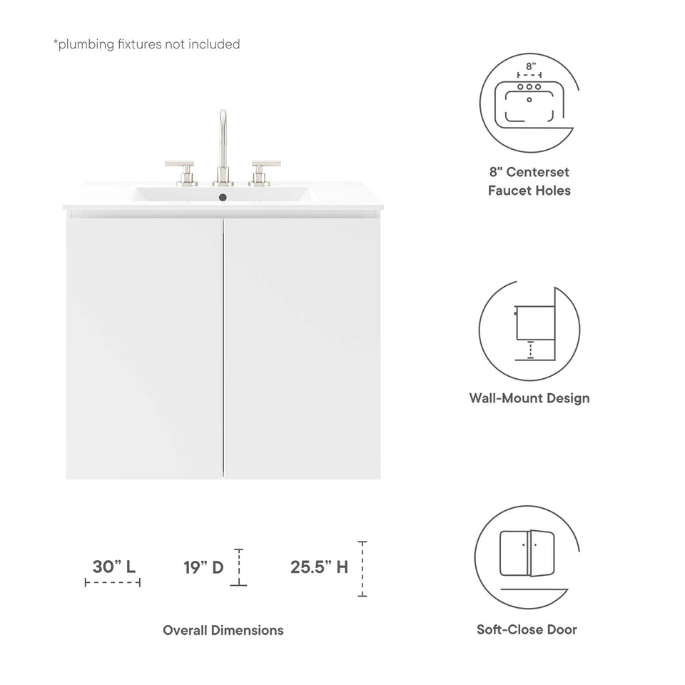 Bryn Wall-Mount Bathroom Vanity Basin Included by Modway
