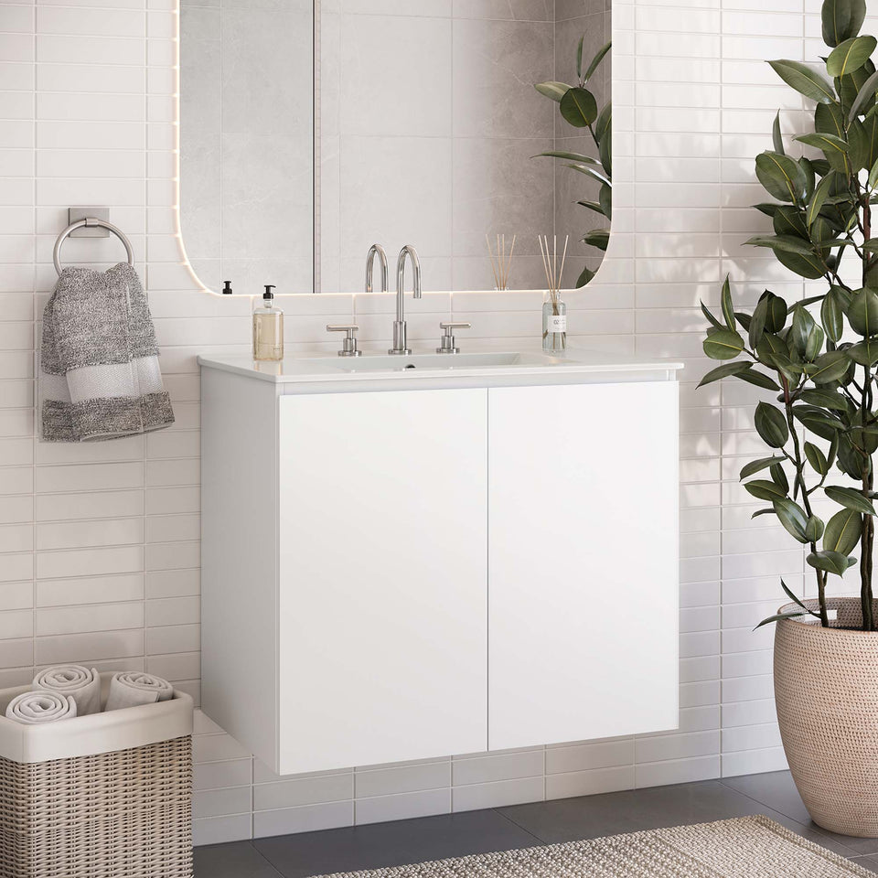 Bryn Wall-Mount Bathroom Vanity Basin Included by Modway
