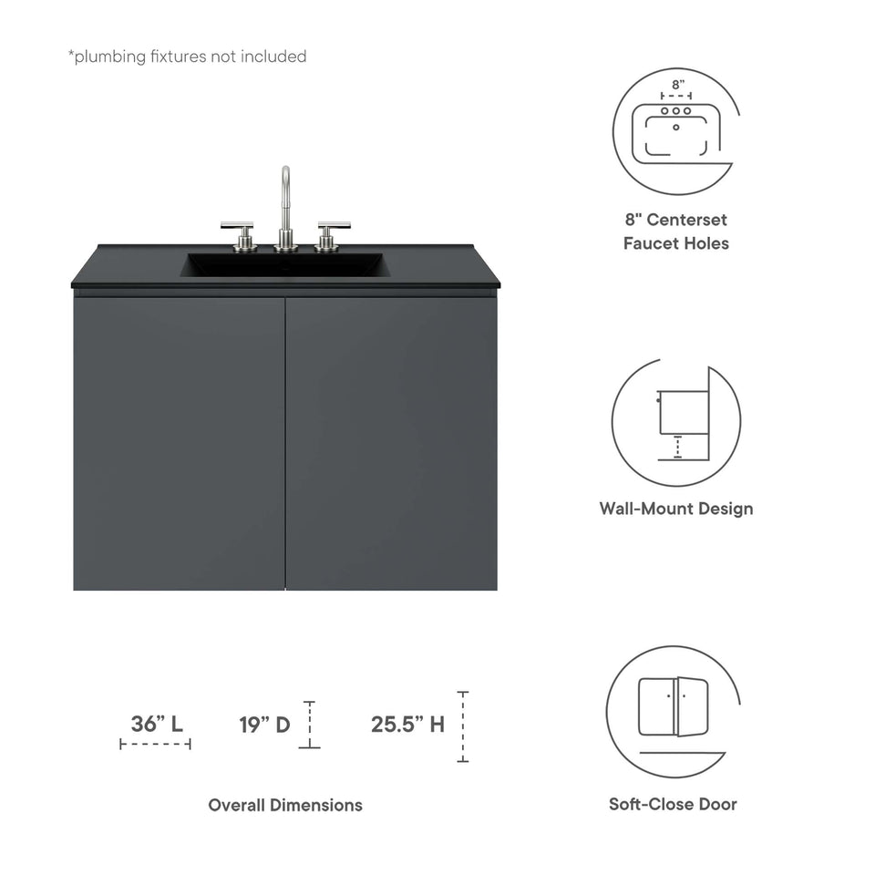Bryn Wall-Mount Bathroom Vanity Basin Included by Modway