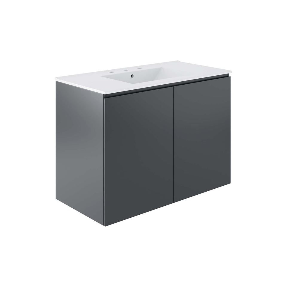 Bryn Wall-Mount Bathroom Vanity Basin Included by Modway