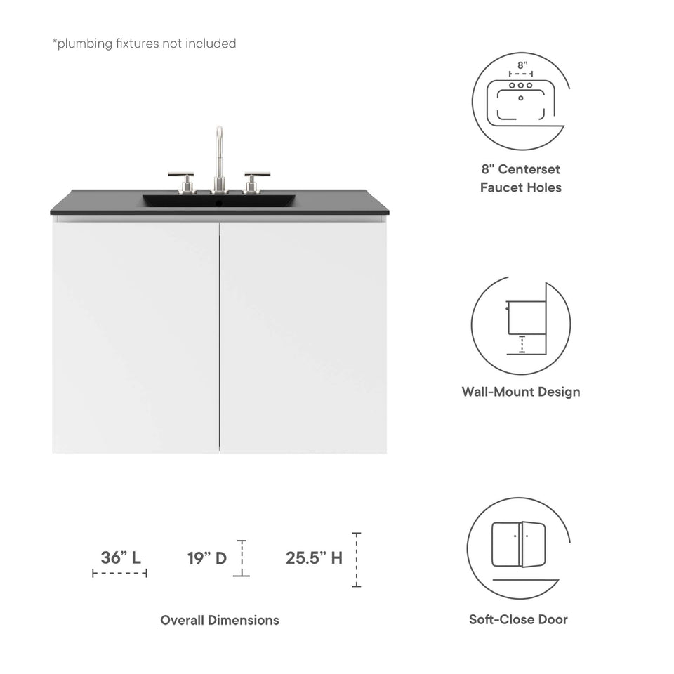 Bryn Wall-Mount Bathroom Vanity Basin Included by Modway