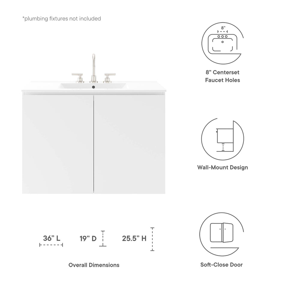 Bryn Wall-Mount Bathroom Vanity Basin Included by Modway