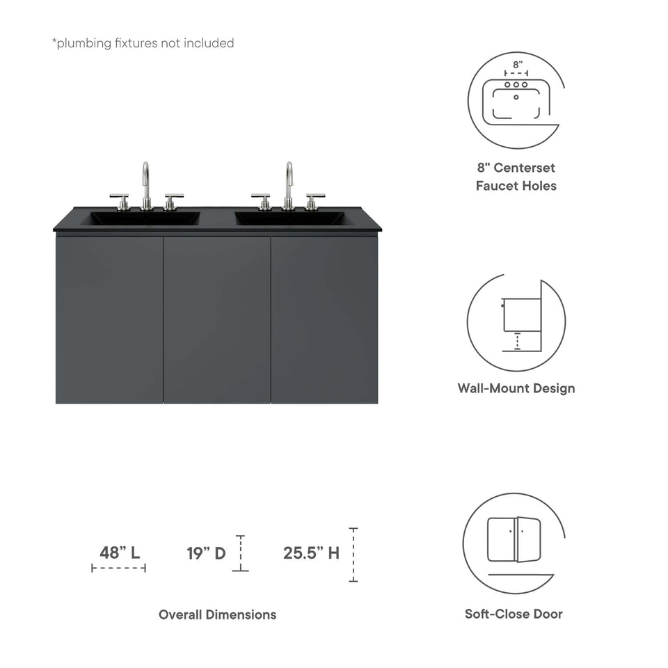 Bryn Wall-Mount Bathroom Vanity Basin Included by Modway