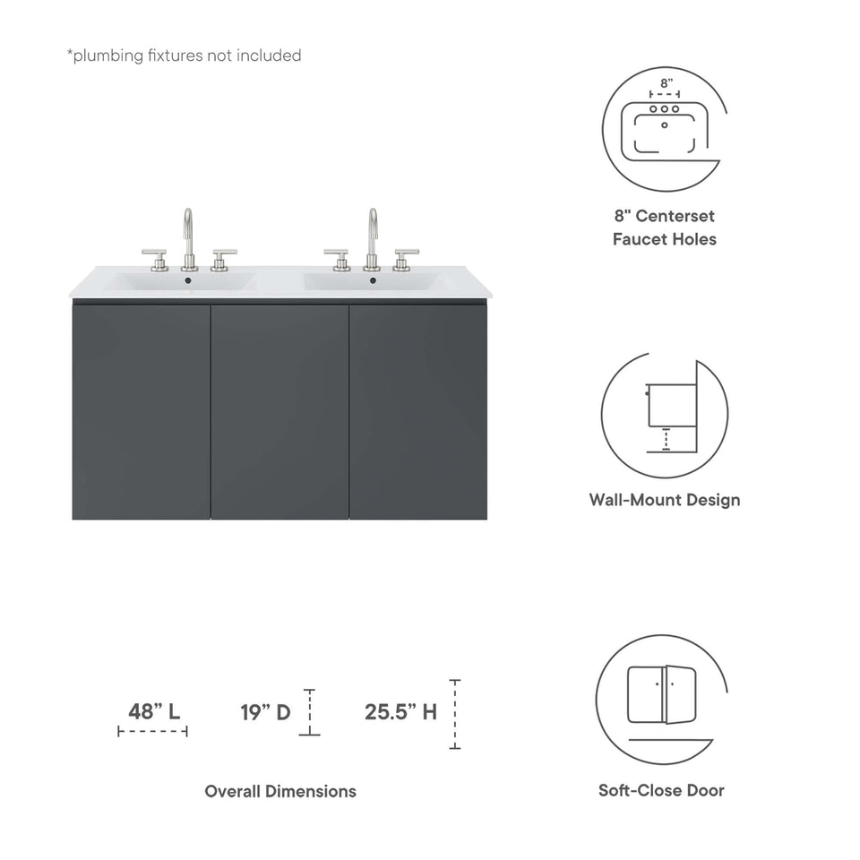 Bryn Wall-Mount Bathroom Vanity Basin Included by Modway