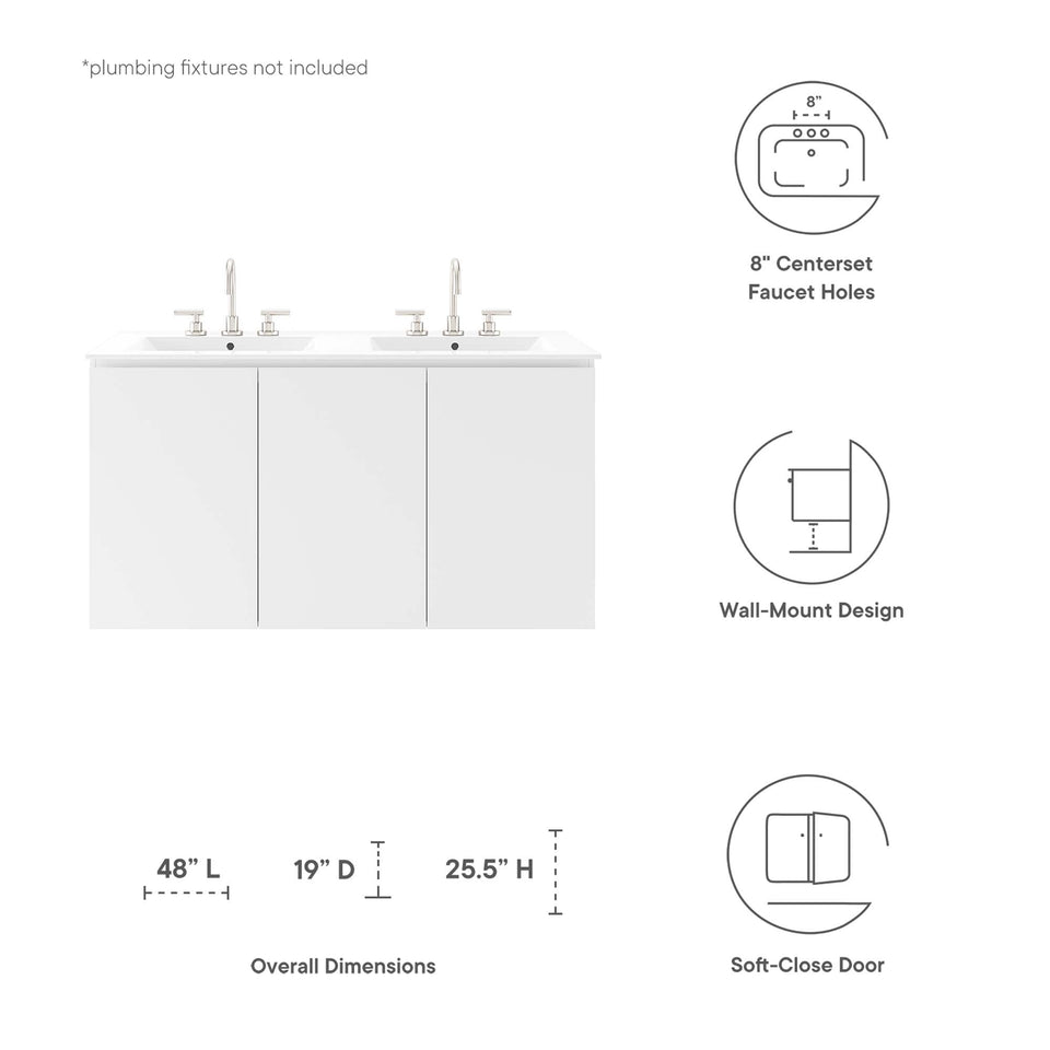 Bryn Wall-Mount Bathroom Vanity Basin Included by Modway