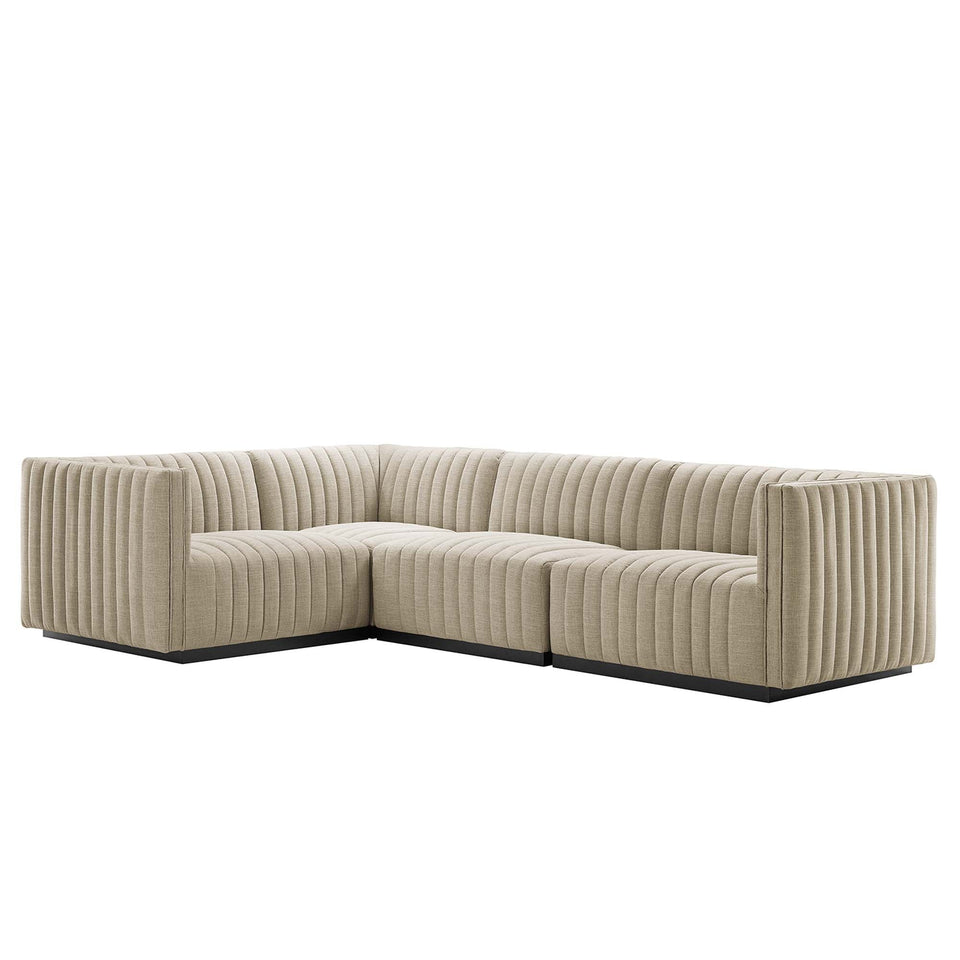 Conjure 4-Piece Channel Tufted Upholstered Fabric L-Shaped Sectional by Modway