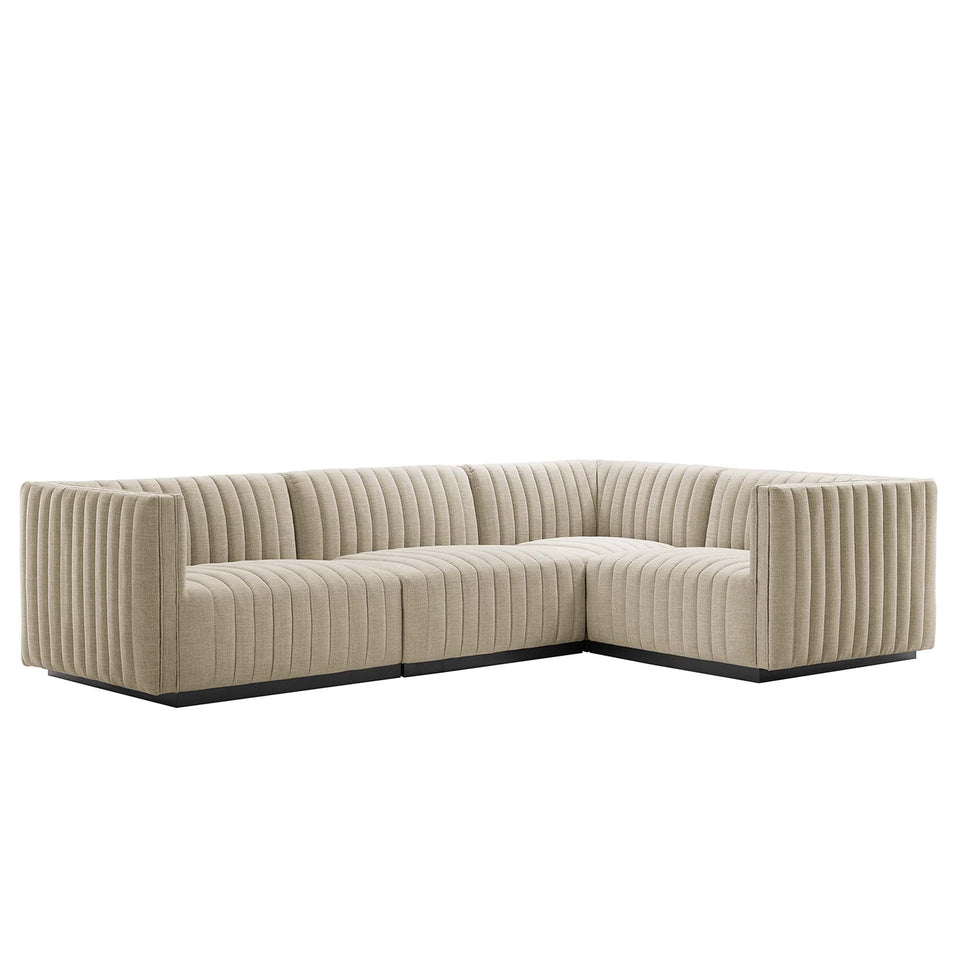 Conjure 4-Piece Channel Tufted Upholstered Fabric L-Shaped Sectional by Modway