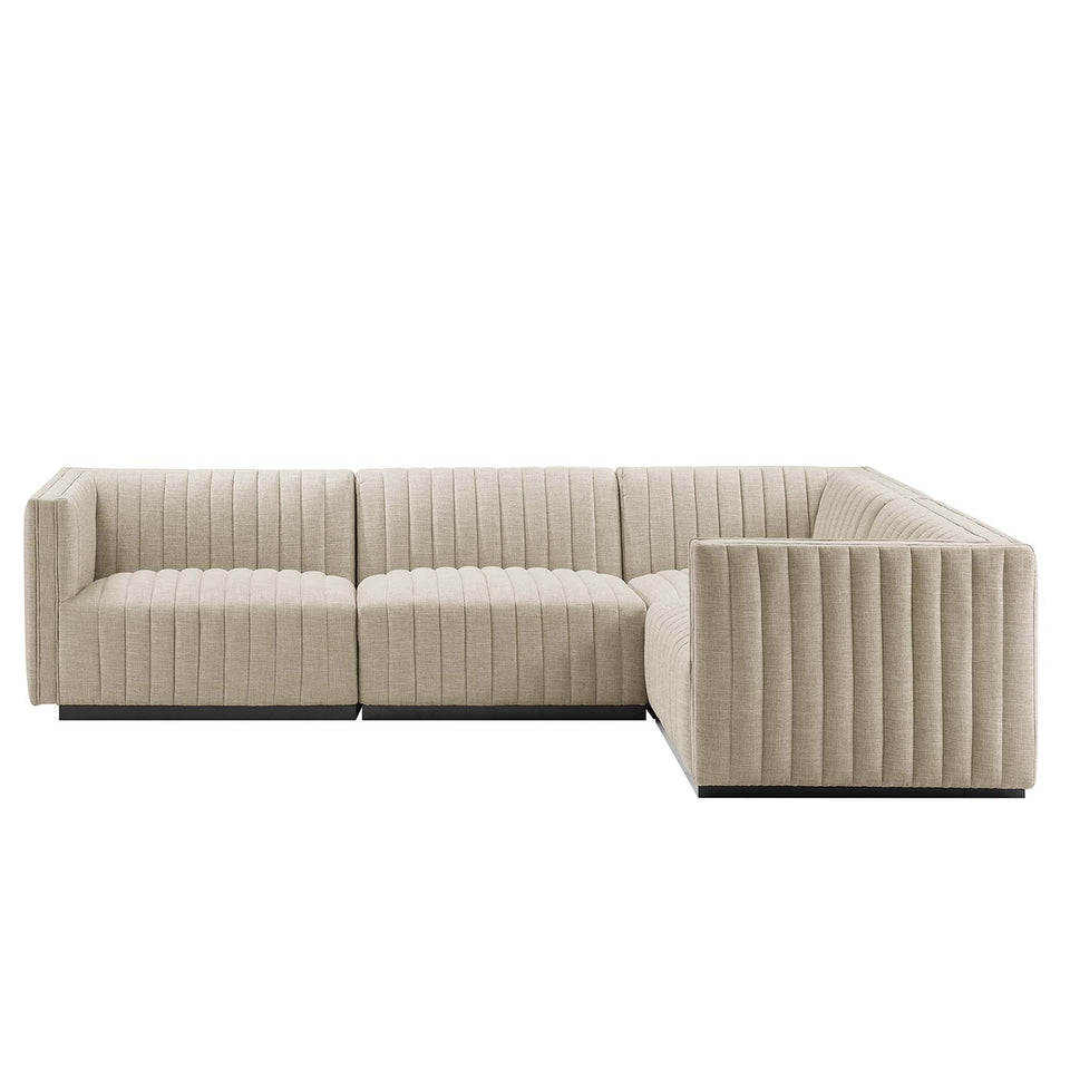 Conjure 4-Piece Channel Tufted Upholstered Fabric L-Shaped Sectional by Modway