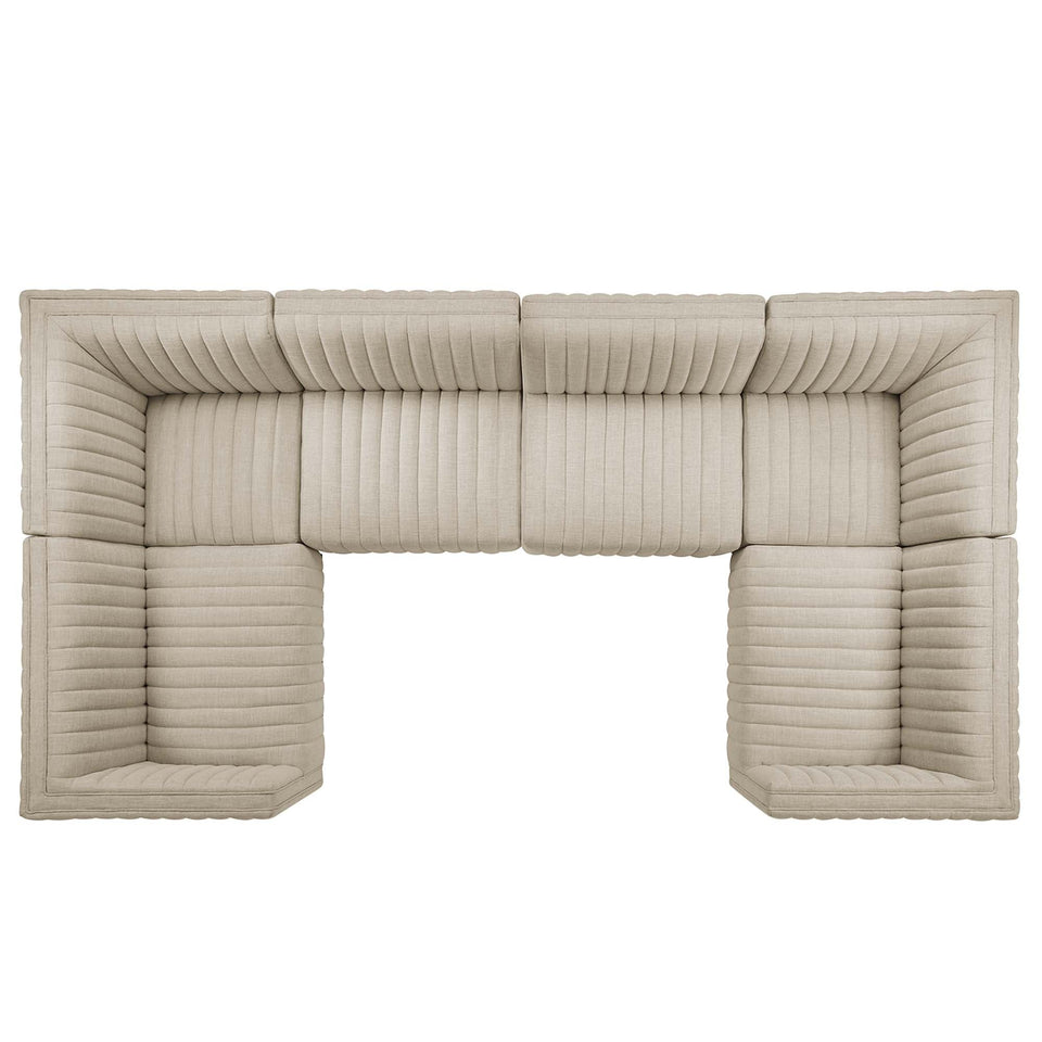 Conjure 6-Piece Channel Tufted Upholstered Fabric U-Shaped Sectional by Modway