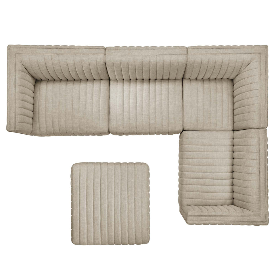 Conjure 5-Piece Channel Tufted Upholstered Fabric Sectional by Modway