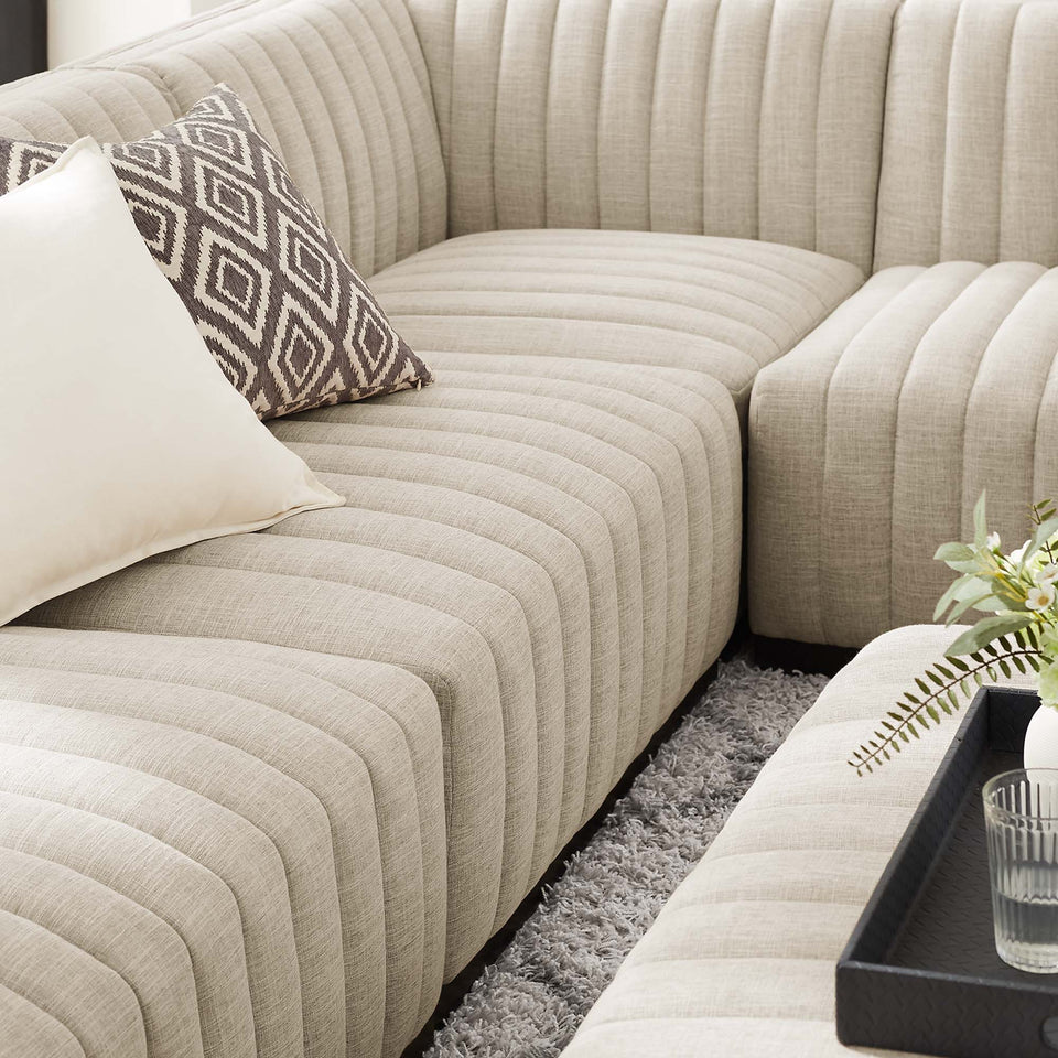 Conjure 5-Piece Channel Tufted Upholstered Fabric Sectional by Modway