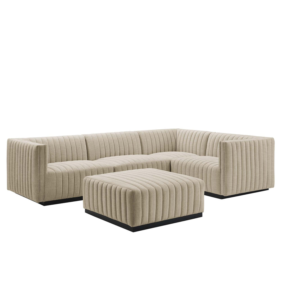 Conjure 5-Piece Channel Tufted Upholstered Fabric Sectional by Modway