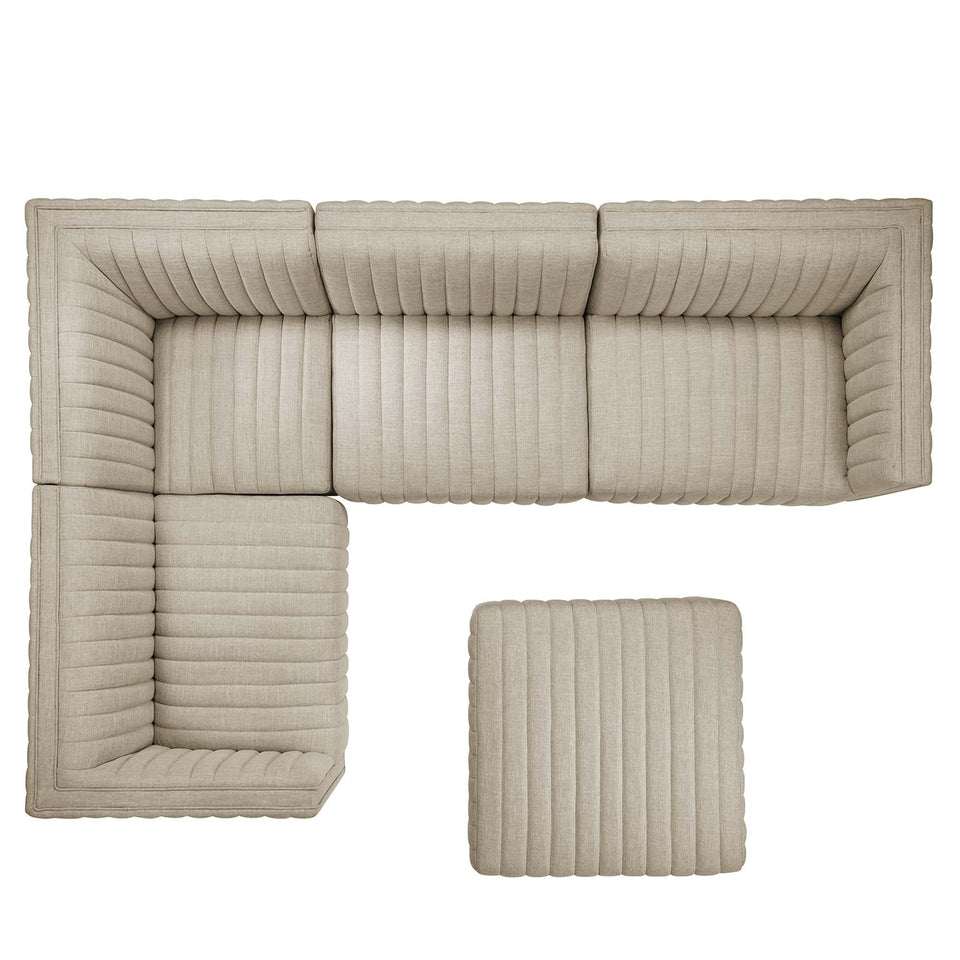 Conjure 5-Piece Channel Tufted Upholstered Fabric Sectional by Modway