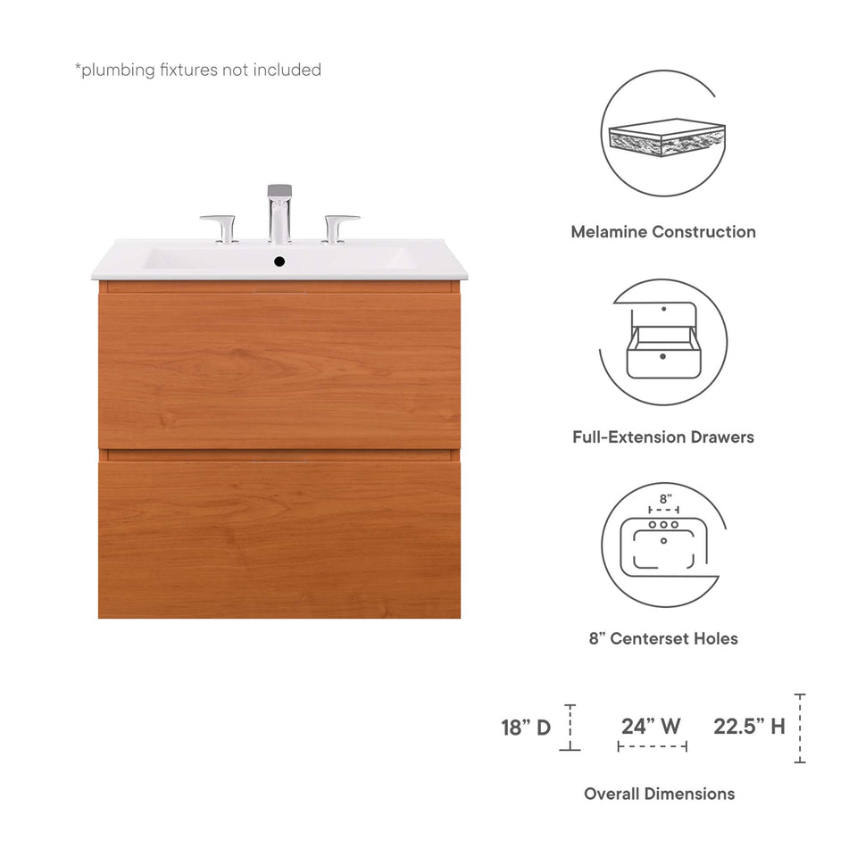 Scenic Wall-Mount Bathroom Vanity Basin Included by Modway