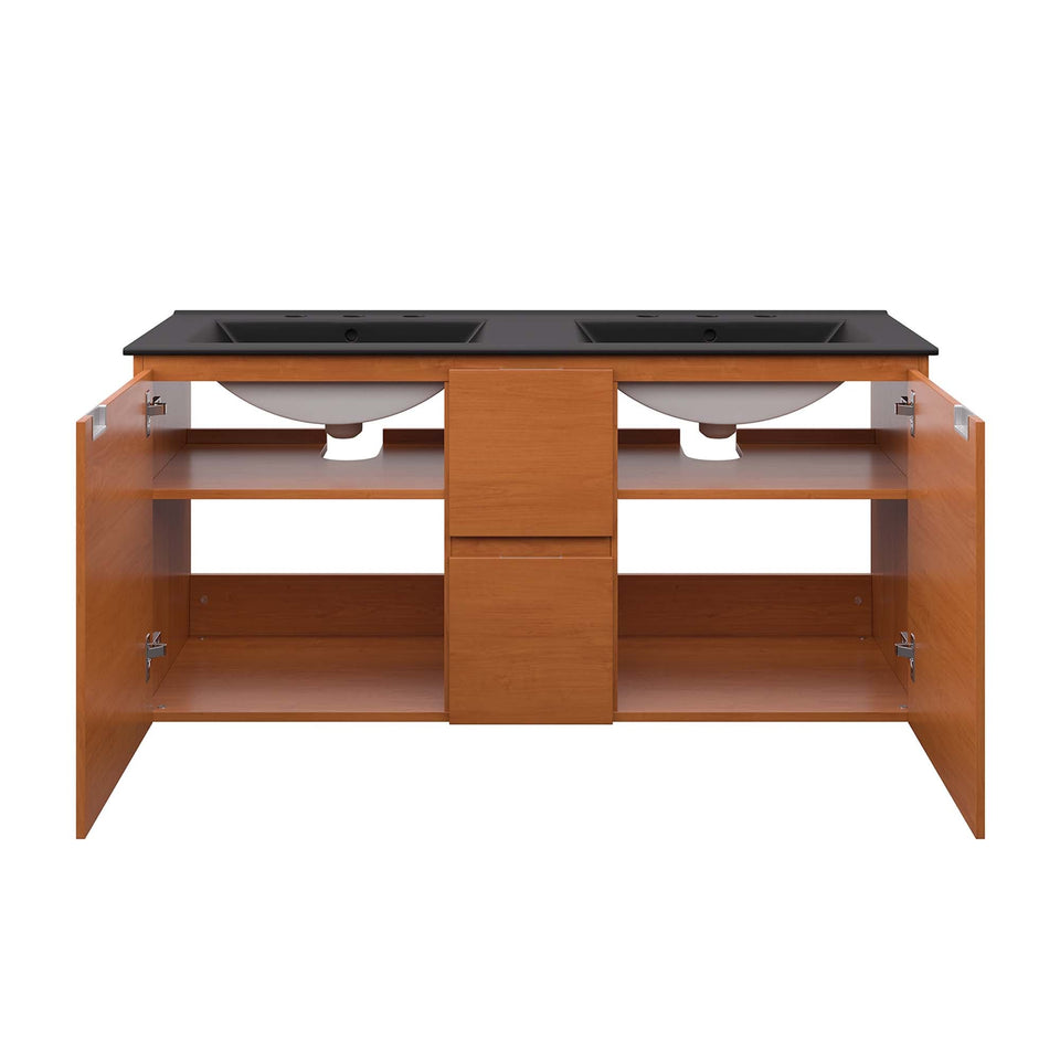 Scenic 48" Double Wall-Mount Bathroom Vanity by Modway