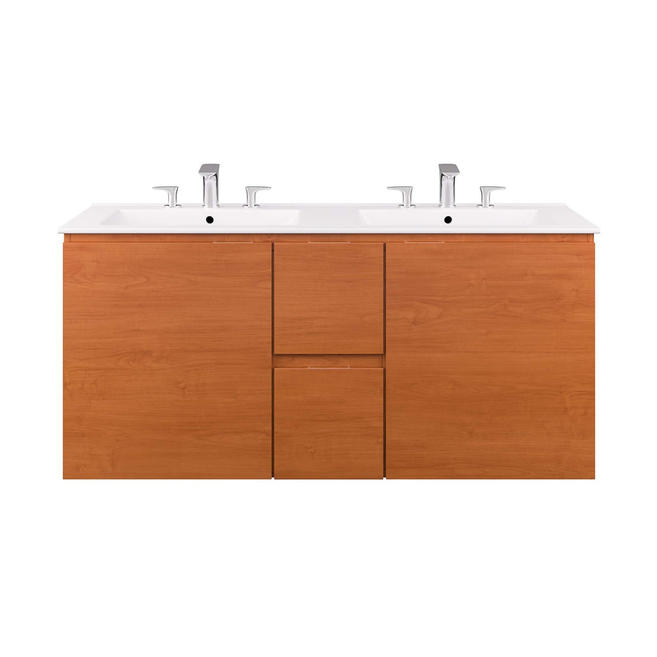 Scenic 48" Double Wall-Mount Bathroom Vanity by Modway