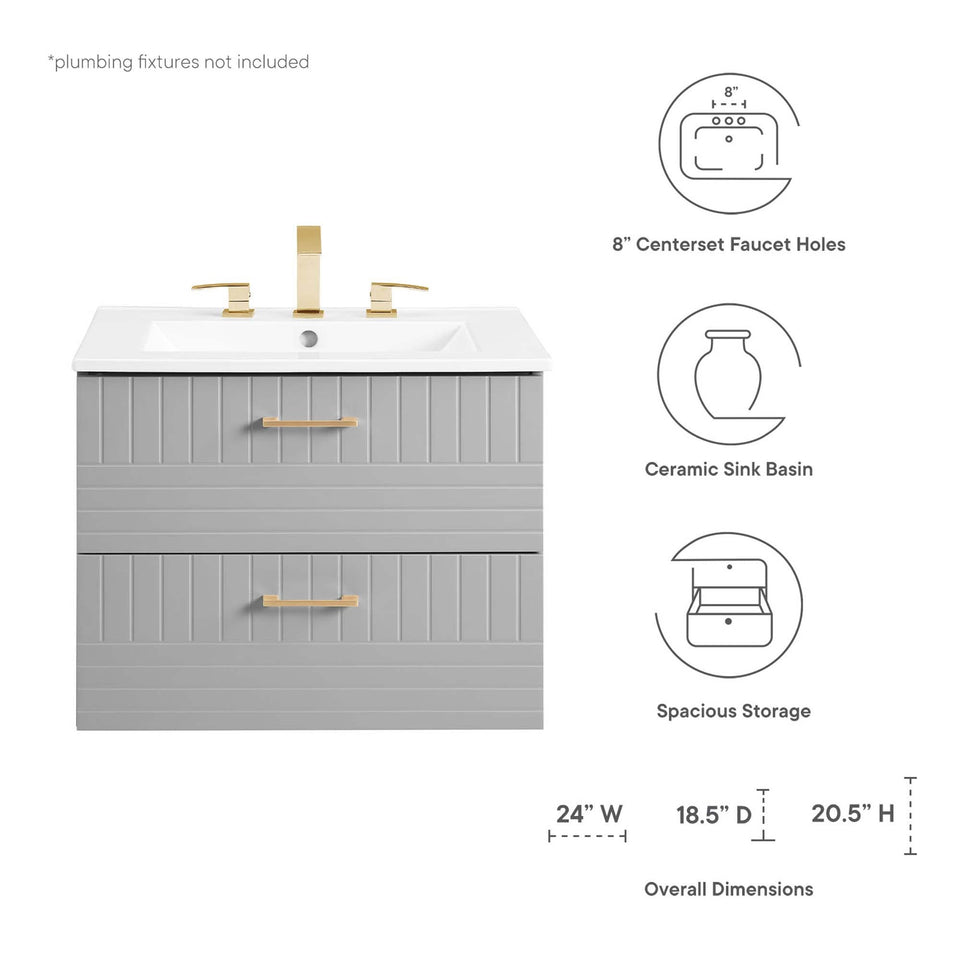 Daybreak Wall-Mount Bathroom Vanity Basin Included by Modway