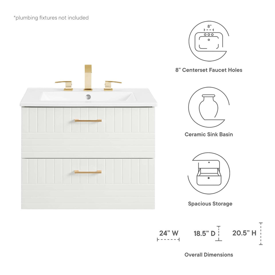 Daybreak Wall-Mount Bathroom Vanity Basin Included by Modway