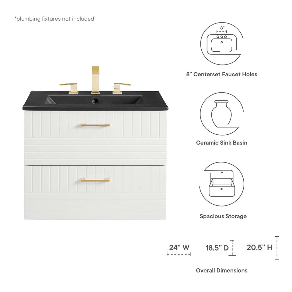 Daybreak Wall-Mount Bathroom Vanity Basin Included by Modway