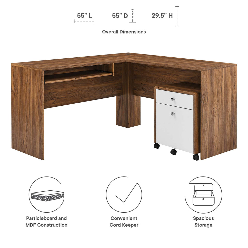 Transmit Wood Desk and File Cabinet Set by Modway