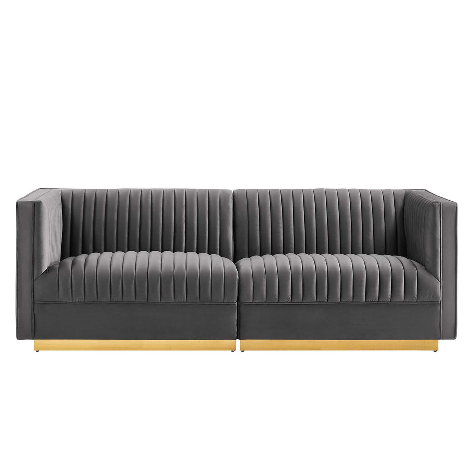 Sanguine Channel Tufted Performance Velvet Modular Sectional Sofa Loveseat by Modway
