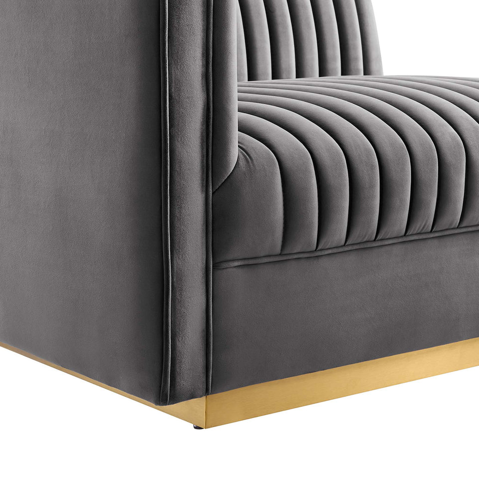 Sanguine Channel Tufted Performance Velvet 3-Seat Modular Sectional Sofa by Modway