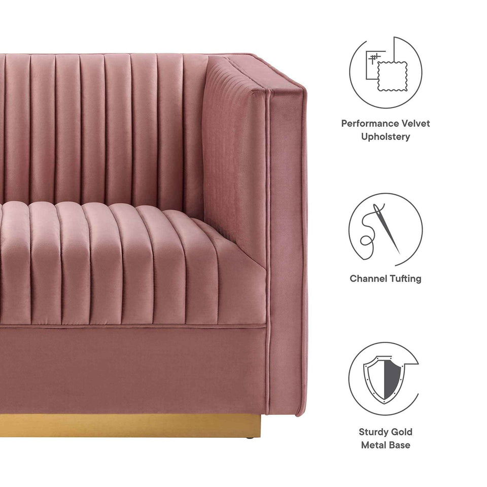 Sanguine 4-Piece Channel Tufted Performance Velvet Modular Sectional Sofa by Modway