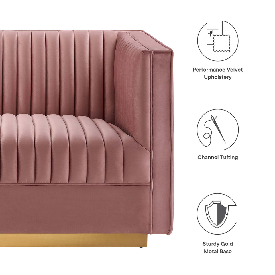 Sanguine Channel Tufted Performance Velvet 4-Seat Modular Sectional Sofa by Modway
