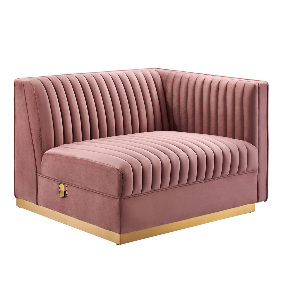 Sanguine Channel Tufted Performance Velvet 4-Seat Modular Sectional Sofa by Modway