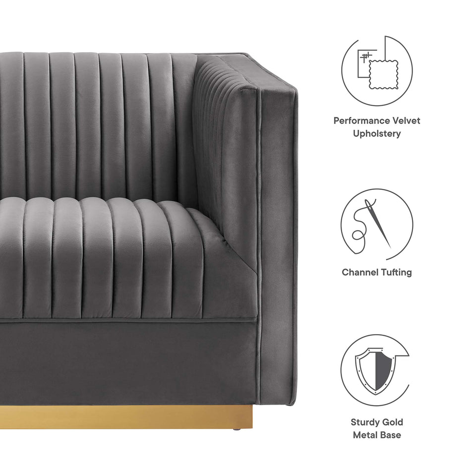 Sanguine Channel Tufted Performance Velvet 4-Seat Modular Sectional Sofa by Modway