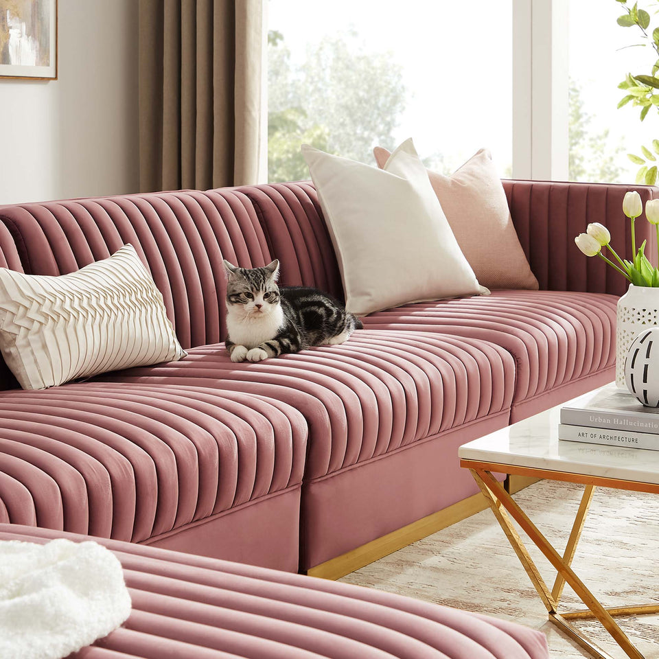 Sanguine 5-Piece Channel Tufted Performance Velvet Modular Sectional Sofa by Modway
