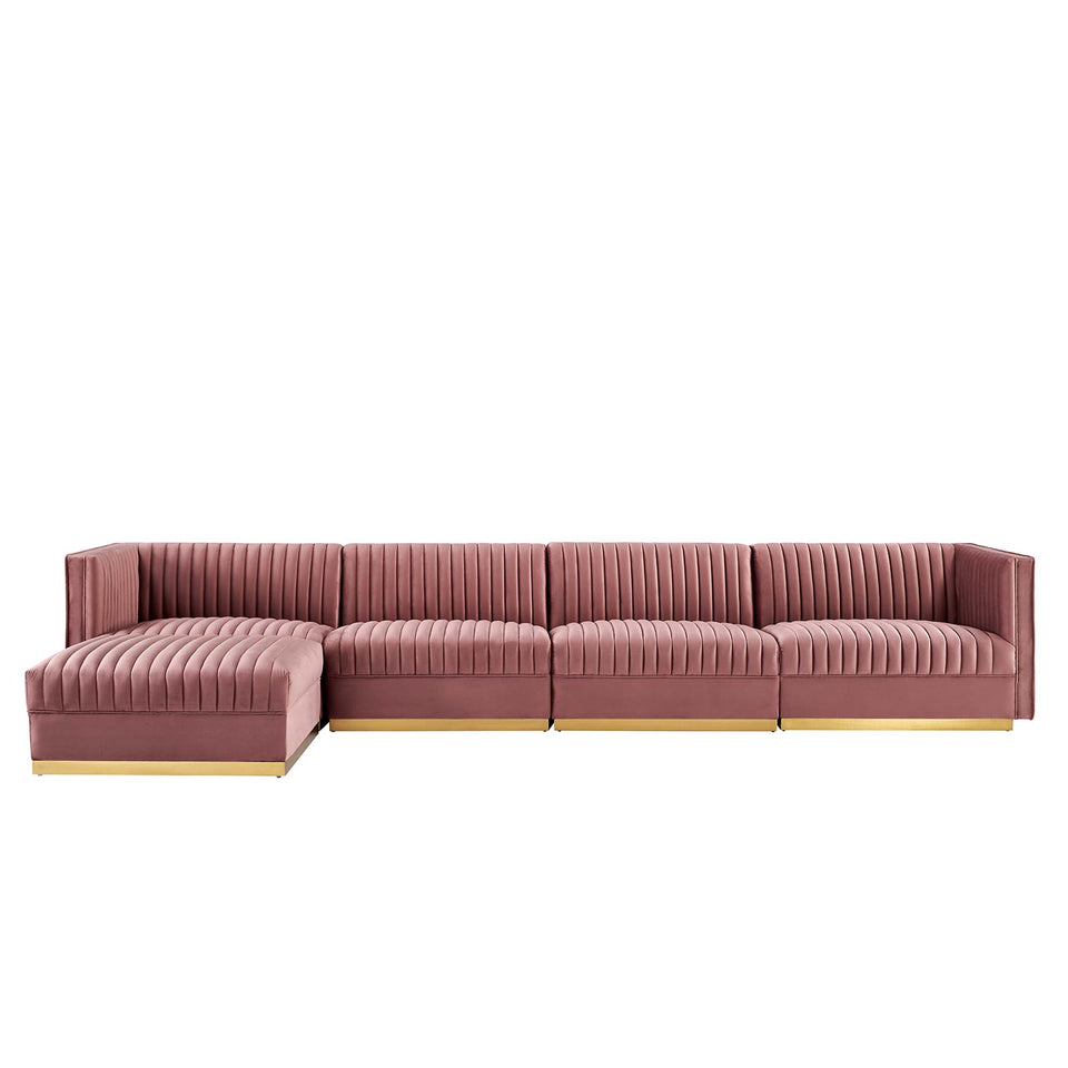 Sanguine 5-Piece Channel Tufted Performance Velvet Modular Sectional Sofa by Modway