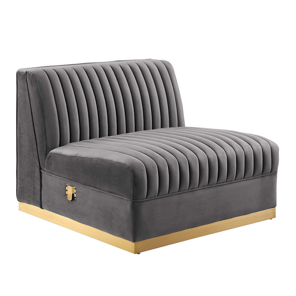 Sanguine 4-Piece Channel Tufted Performance Velvet Right-Facing Modular Sectional Sofa by Modway