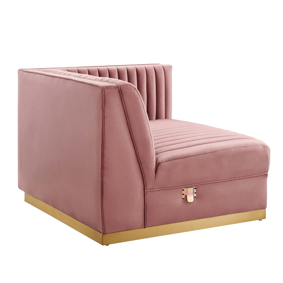Sanguine 4-Piece Channel Tufted Performance Velvet Left-Facing Modular Sectional Sofa by Modway