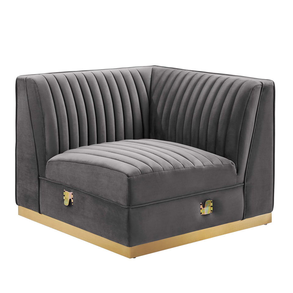Sanguine 5-Piece Channel Tufted Performance Velvet Right-Facing Modular Sectional Sofa by Modway