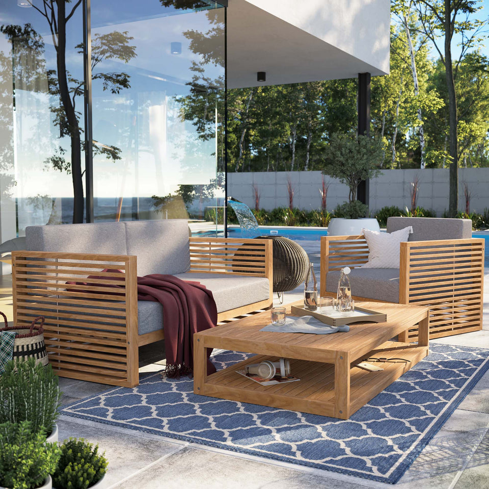 Carlsbad 3-Piece Teak Wood Outdoor Patio Set by Modway