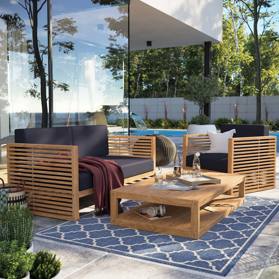 Carlsbad 3-Piece Teak Wood Outdoor Patio Set by Modway