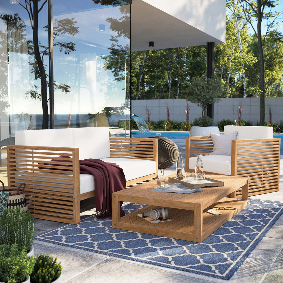 Carlsbad 3-Piece Teak Wood Outdoor Patio Set by Modway