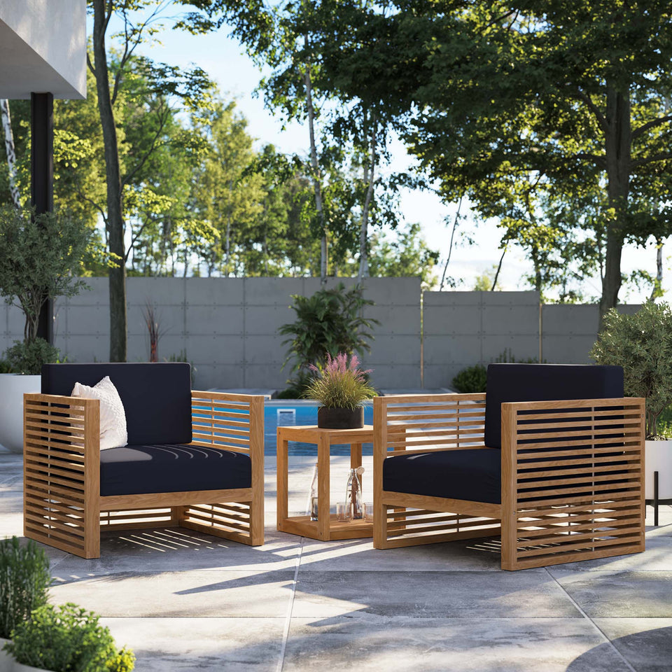Carlsbad 3-Piece Teak Wood Outdoor Patio Set by Modway