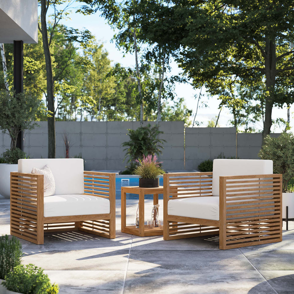 Carlsbad 3-Piece Teak Wood Outdoor Patio Set by Modway
