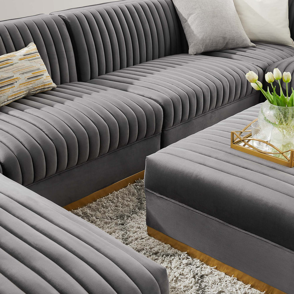 Sanguine 7-Piece Channel Tufted Performance Velvet Right-Facing Modular Sectional Sofa by Modway