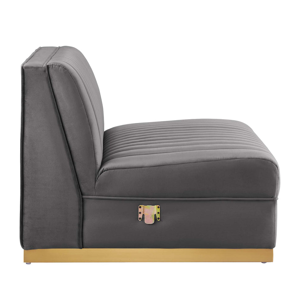 Sanguine 7-Piece Channel Tufted Performance Velvet Right-Facing Modular Sectional Sofa by Modway