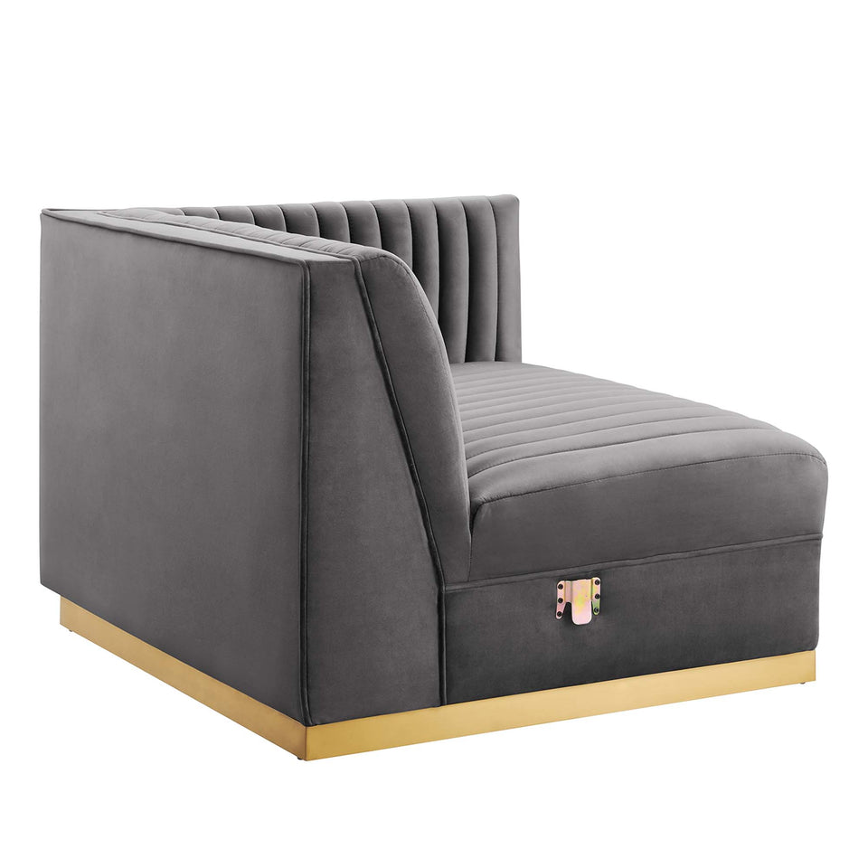 Sanguine 7-Piece Channel Tufted Performance Velvet Right-Facing Modular Sectional Sofa by Modway