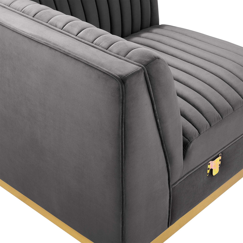Sanguine 7-Piece Channel Tufted Performance Velvet Left-Facing Modular Sectional Sofa by Modway