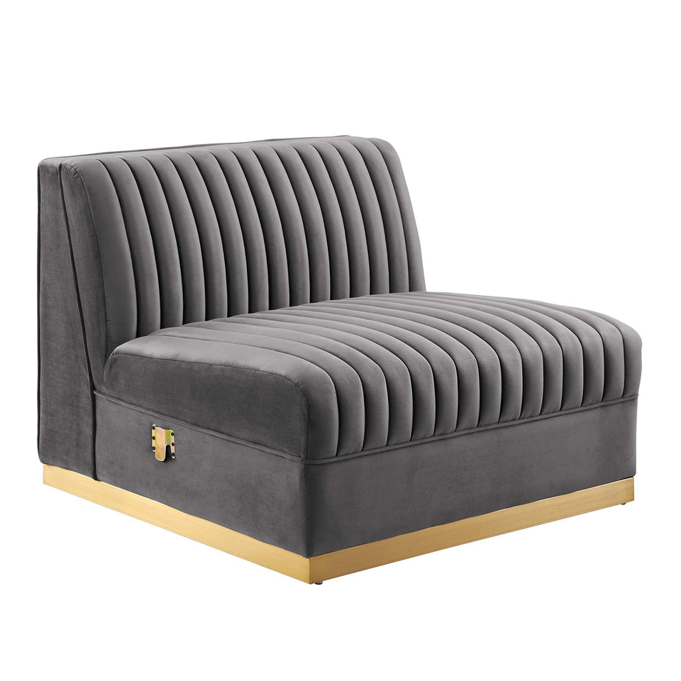 Sanguine 7-Piece Channel Tufted Performance Velvet Left-Facing Modular Sectional Sofa by Modway