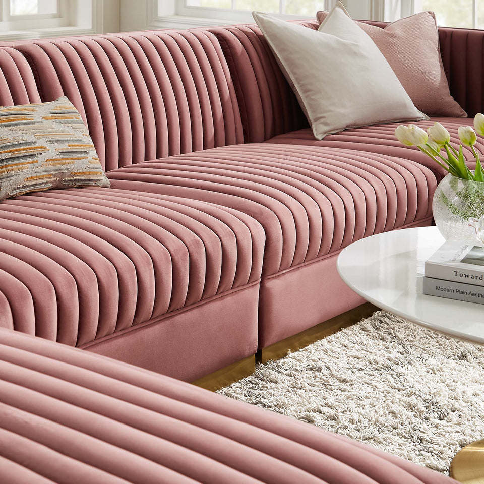 Sanguine 6-Piece Channel Tufted Performance Velvet Modular Sectional Sofa by Modway