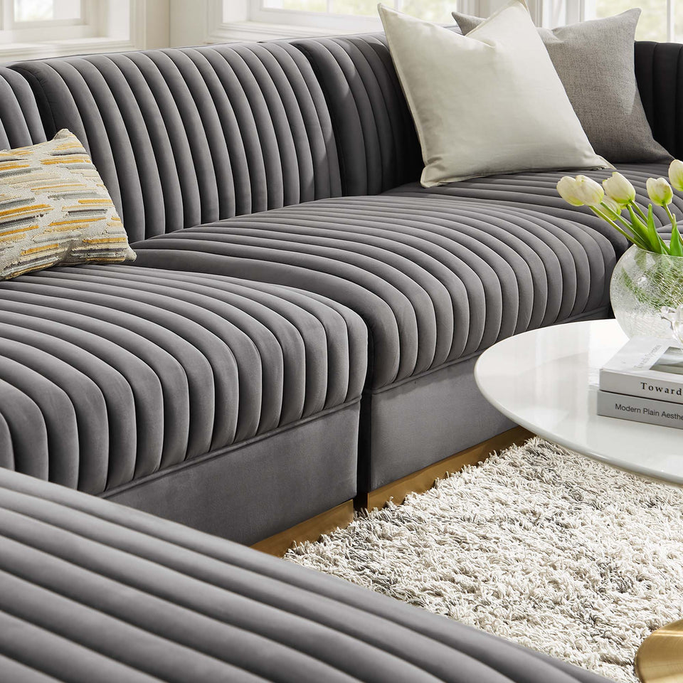 Sanguine 6-Piece Channel Tufted Performance Velvet Modular Sectional Sofa by Modway