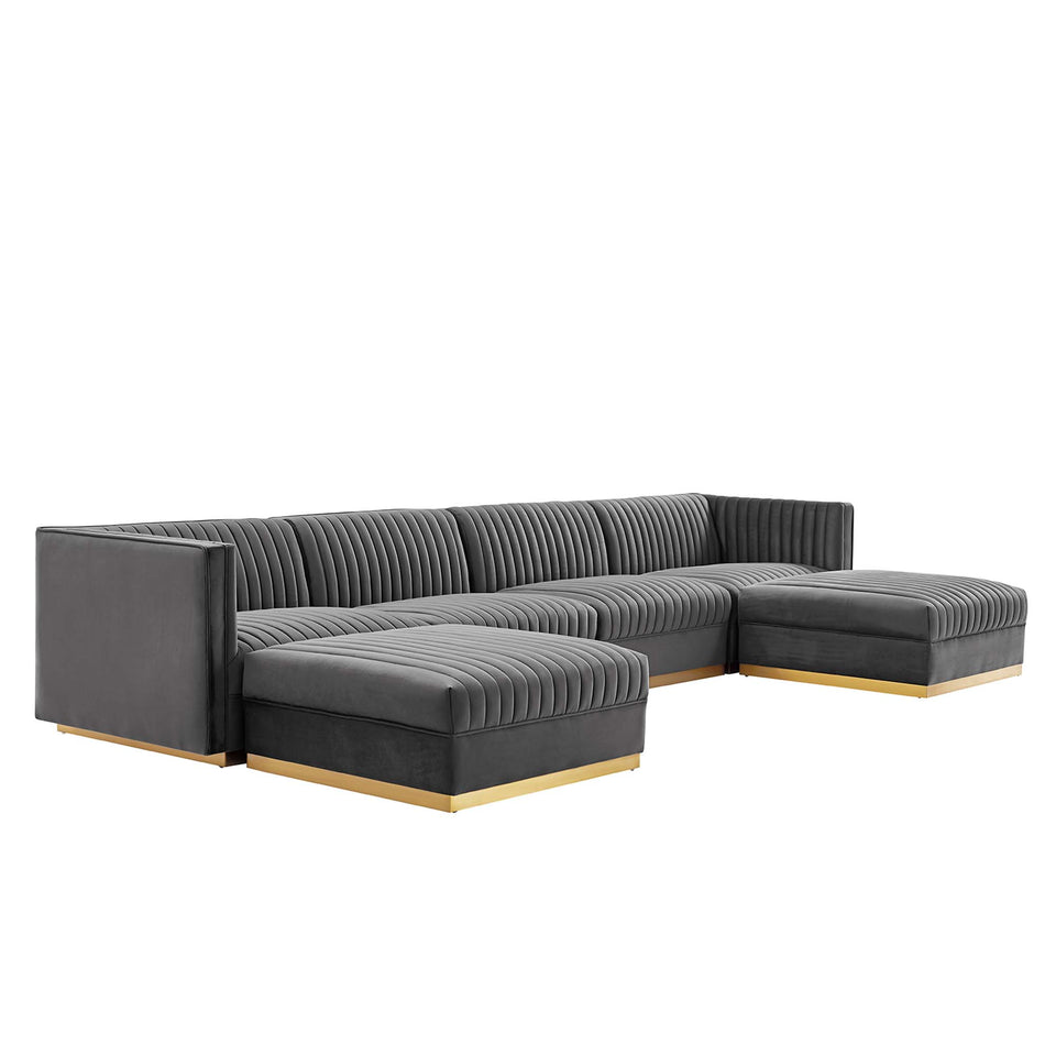 Sanguine 6-Piece Channel Tufted Performance Velvet Modular Sectional Sofa by Modway